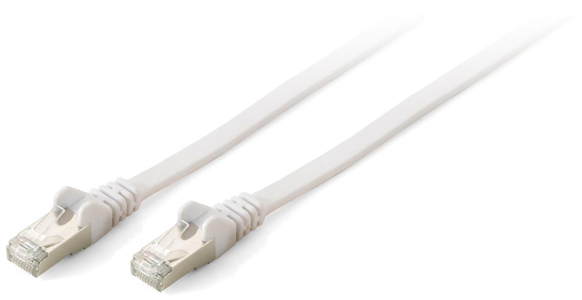 Slim Patch Cable Set of 10 Cat 6A 50 cm 10g S/FTP (Screened Foiled Twisted Pair) Flat White - 607817 thumbnail
