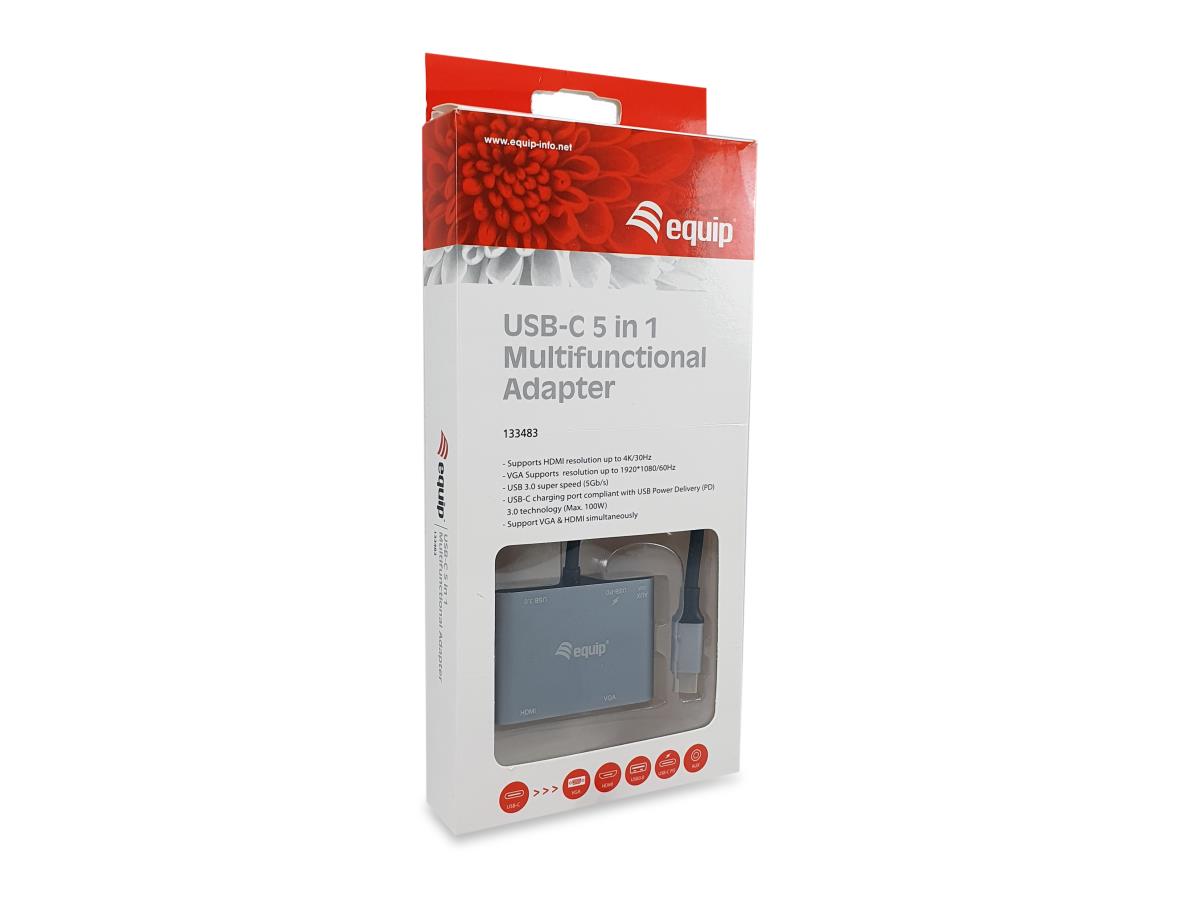 EU Product - Dock  5-1 USB-C->HDMI,VGA,USB-A,AUX,100W USB-C   0.15m thumbnail