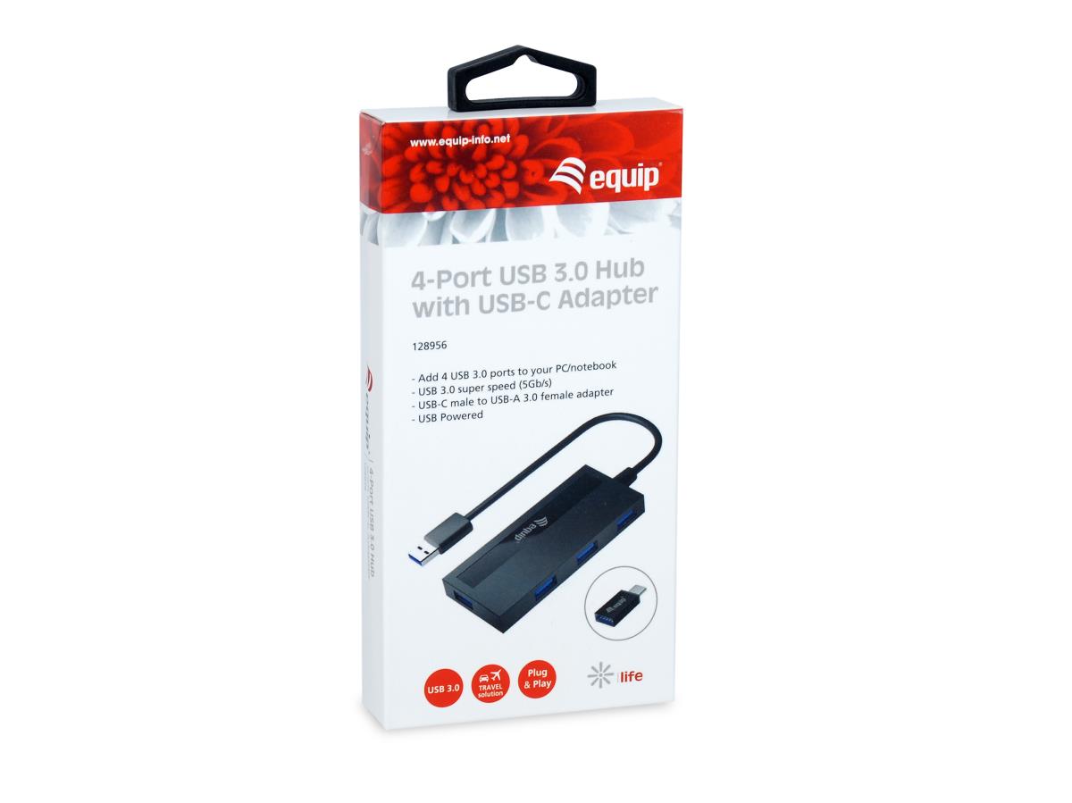 EU Product - 4-Port USB-A3.2-Hub->4xUSB-A 3.2 +USB-C Adapter  5Gbps thumbnail