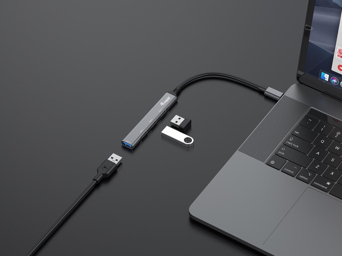 EU Product - 4-Port USB-C3.2-Hub->3xUSB-A 2.0/1xUSB-A3.0      5Gbps thumbnail