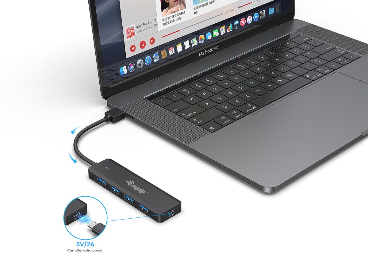 EU Product - 4-Port USB-A3.2-Hub->4xUSB-A 3.2 +USB-C Adapter  5Gbps thumbnail