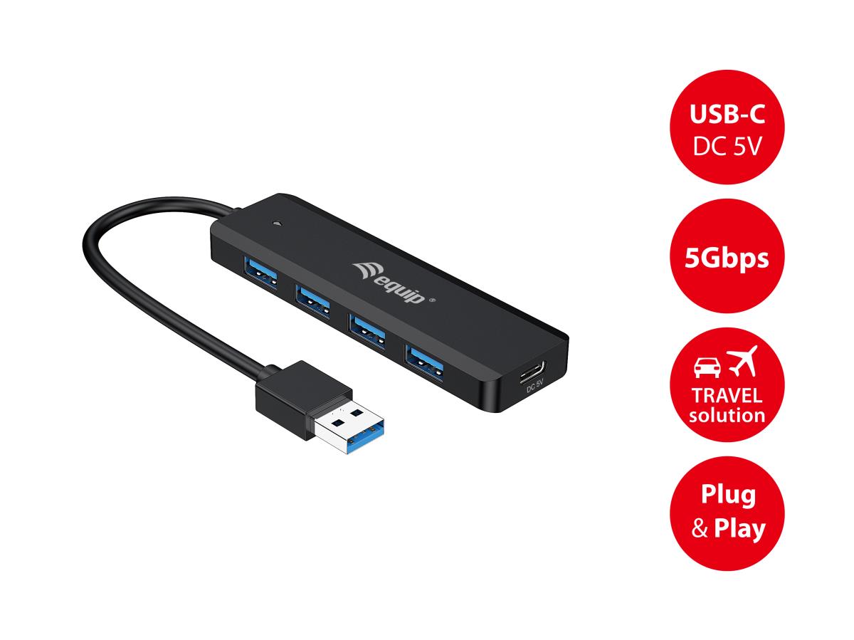 EU Product - 4-Port USB-A3.2-Hub->4xUSB-A 3.2 +USB-C Adapter  5Gbps thumbnail