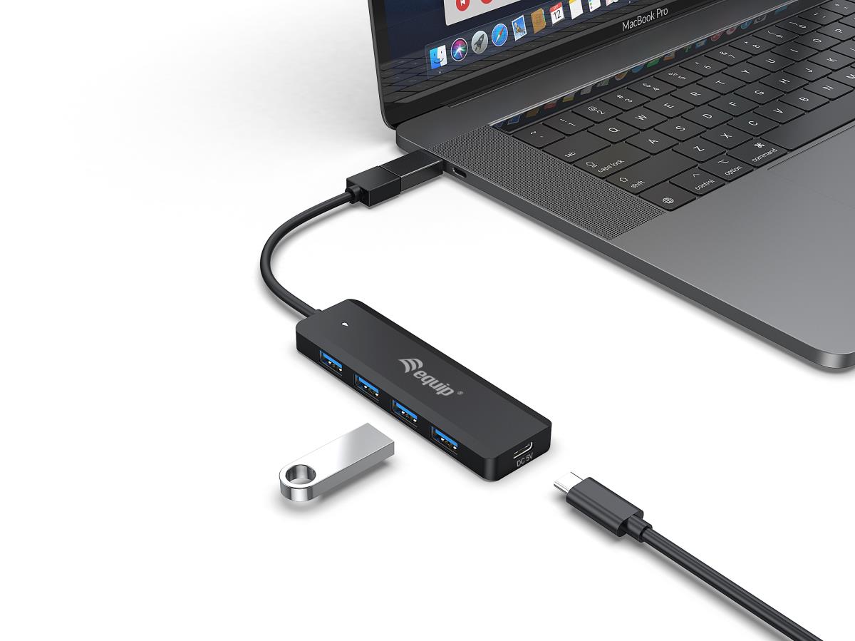 EU Product - 4-Port USB-A3.2-Hub->4xUSB-A 3.2 +USB-C Adapter  5Gbps thumbnail