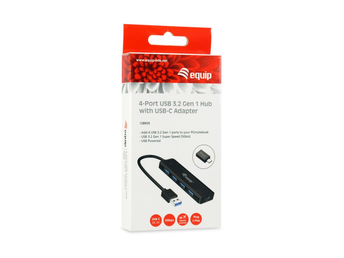 EU Product - 4-Port USB-A3.2-Hub->4xUSB-A 3.2 +USB-C Adapter  5Gbps thumbnail