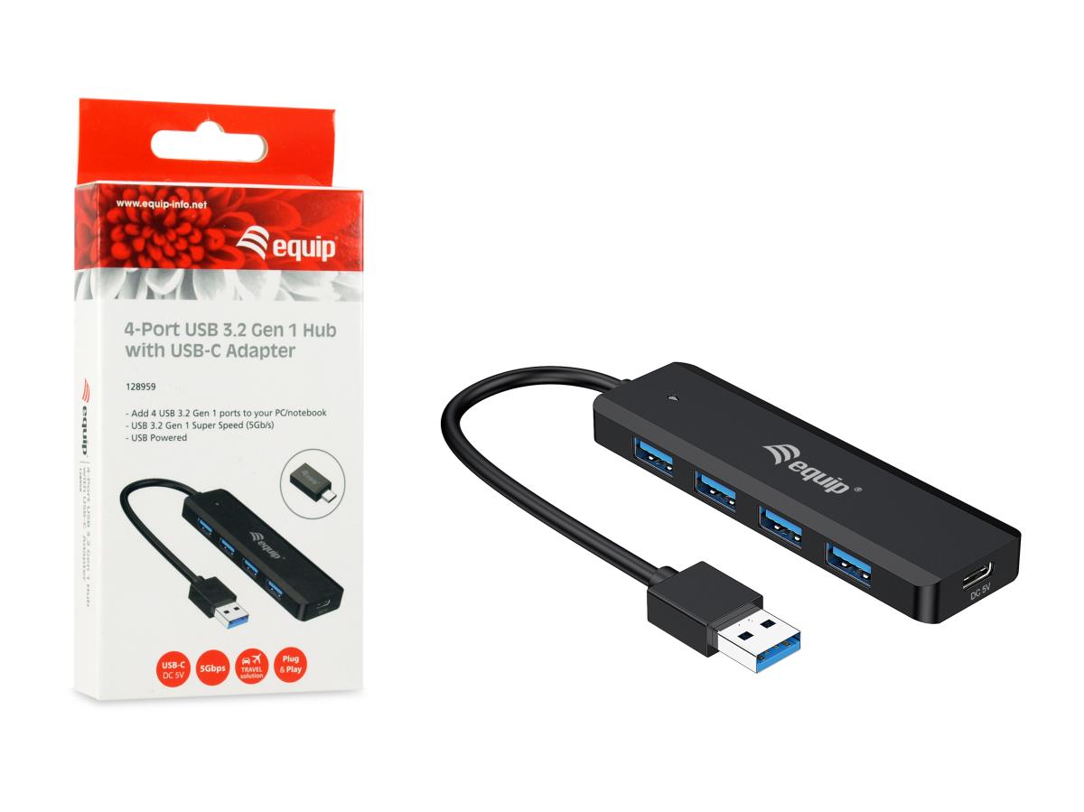 EU Product - 4-Port USB-A3.2-Hub->4xUSB-A 3.2 +USB-C Adapter  5Gbps thumbnail