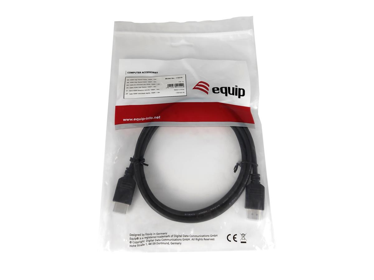 EU Product - HDMI HS Ethernet   1920x1080/60Hz St/St  1.80m schwarz Polybeutel thumbnail