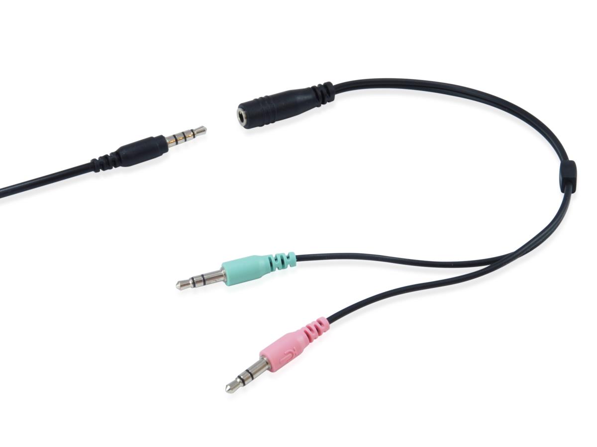 EU Product - Stereo-Headset Wired mit Mikro  2x3,5mm  1.80m schwarz thumbnail