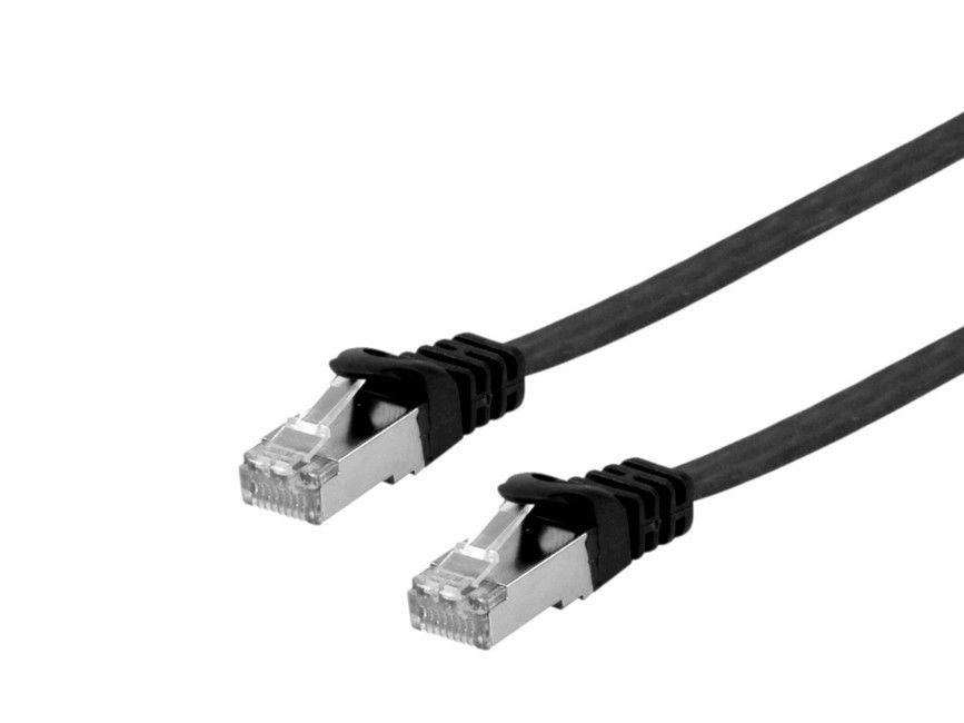 607692 Flat Patch Cable Cat.6A/10G U/FTP  3;0m Black; LSOH. thumbnail