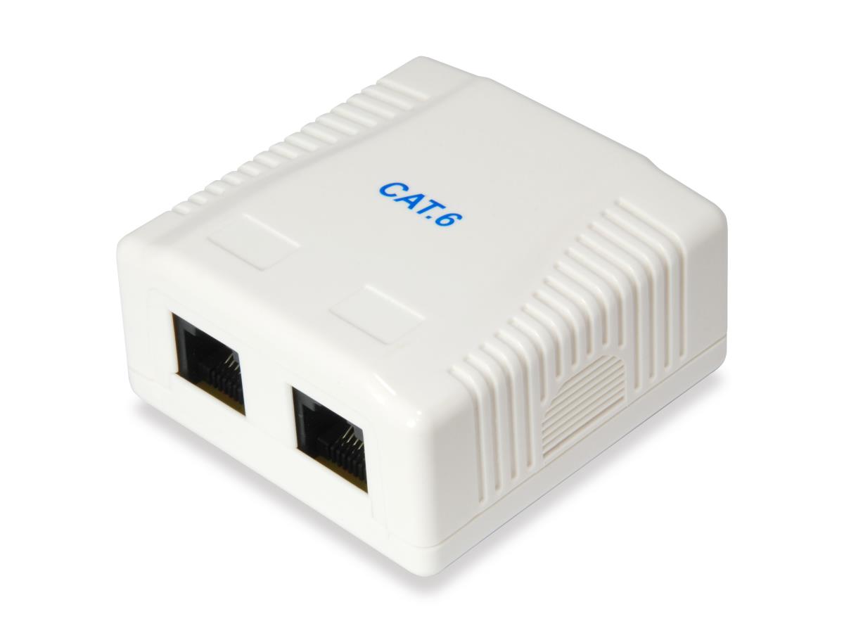 EU Product - Aufputzdose Cat6  2-Port 2x RJ45 UTP       RAL 9010 ws Polybeutel thumbnail