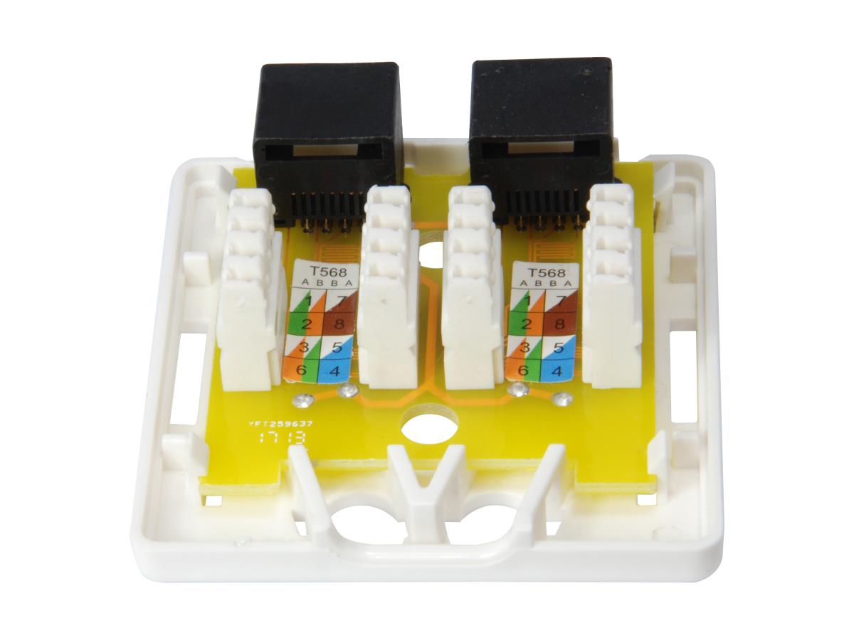 EU Product - Aufputzdose Cat6  2-Port 2x RJ45 UTP       RAL 9010 ws Polybeutel thumbnail