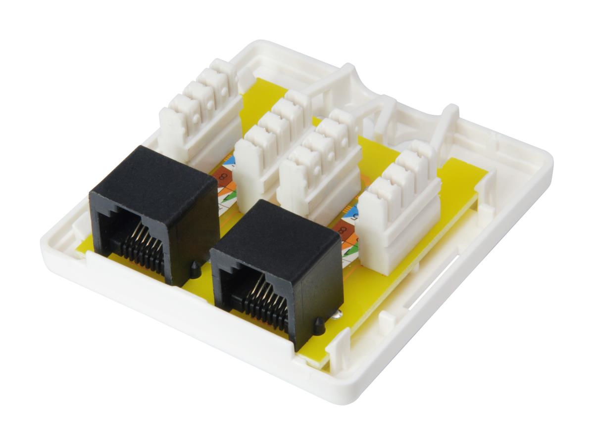 EU Product - Aufputzdose Cat6  2-Port 2x RJ45 UTP       RAL 9010 ws Polybeutel thumbnail