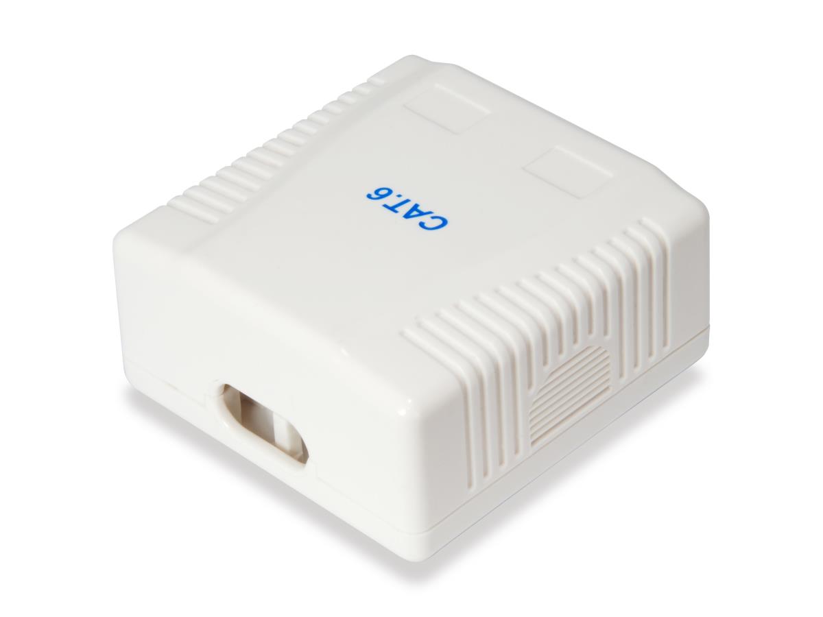 EU Product - Aufputzdose Cat6  2-Port 2x RJ45 UTP       RAL 9010 ws Polybeutel thumbnail
