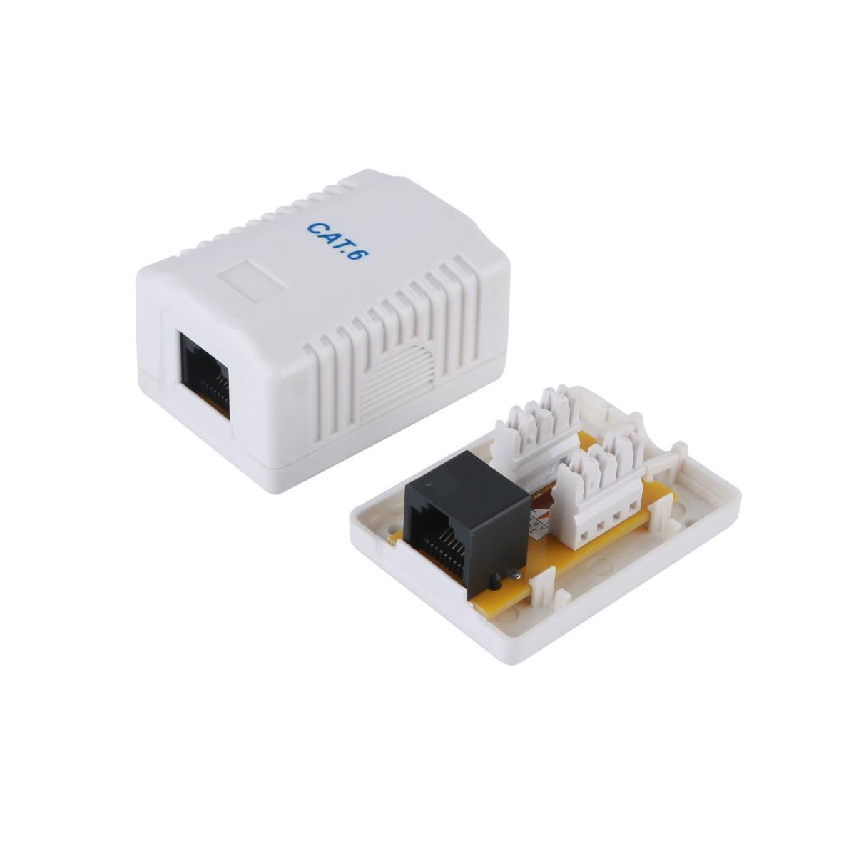 EU Product - Aufputzdose Cat6  1-Port    RJ45 UTP       RAL 9010 ws Polybeutel thumbnail