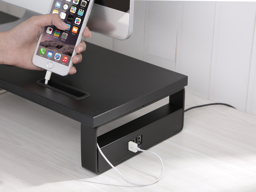 EU Product - Monitortischerh�hung 3xUSB2.0/Handyhalter 15Kg schwarz retail thumbnail