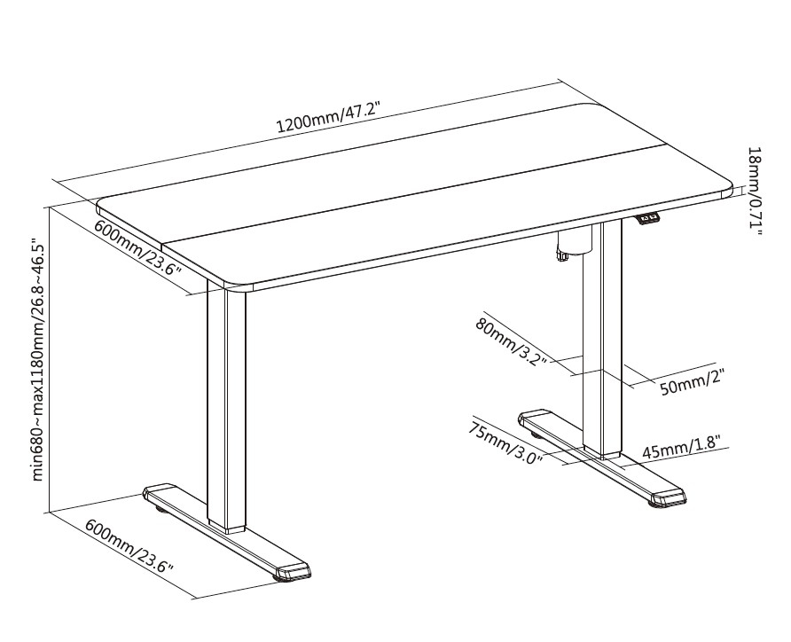 EU Product - ERGO Electric Sit-Stand Desk Frame with Desktop, Black thumbnail