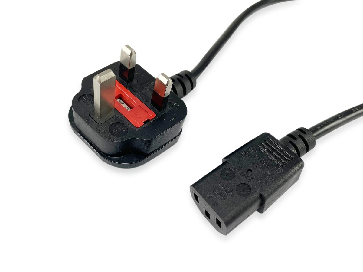 EU Product - Stromkabel UK-BS1363  ->C13 St/Bu   schwarz  2.00m PVC Polybeutel thumbnail