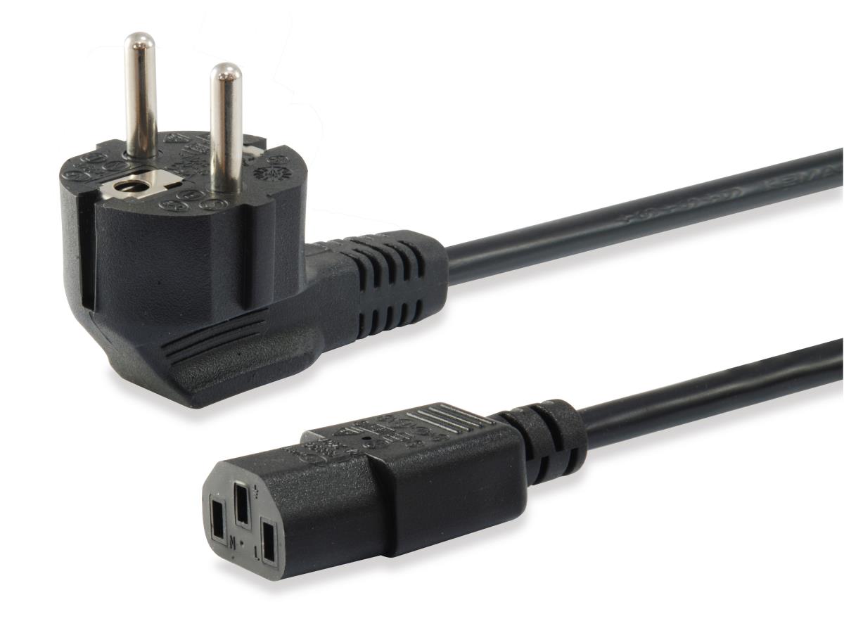 EU Product - Stromkabel CEE 7/7 90�->C13 St/Bu   schwarz  3.00m PVC Polybeutel thumbnail