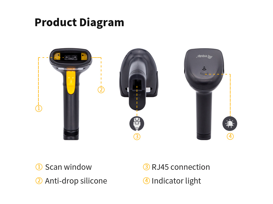 EU Product - Usb 1D-Barcodescanner - mit Stnder - Tragbares Barcodelesegert - 1D - LED thumbnail