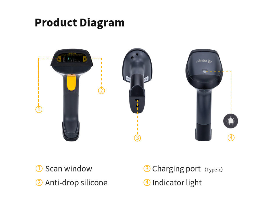 EU Product - Wireless 1D Laser Barcode Scanner With Stand thumbnail
