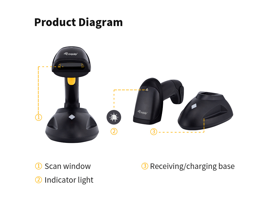 EU Product - Barcode Handscanner 1D Laser Wireless USB schwarz thumbnail