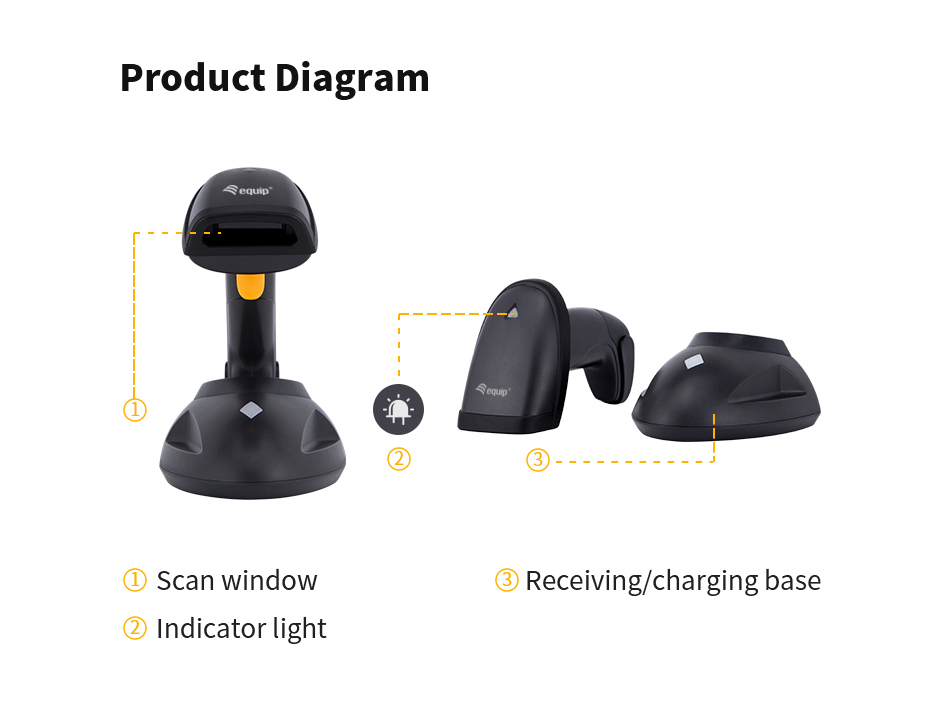 EU Product - Barcode Handscanner 2D Laser Wireless USB schwarz thumbnail