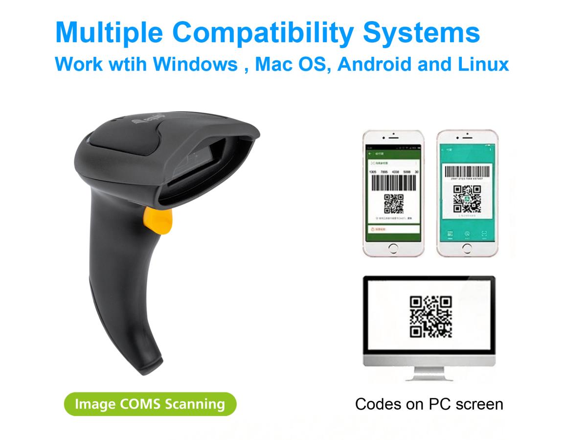 EU Product - Barcode Handscanner 2D Laser mit Halterung 2.4GHz sw - Hand Scanner thumbnail