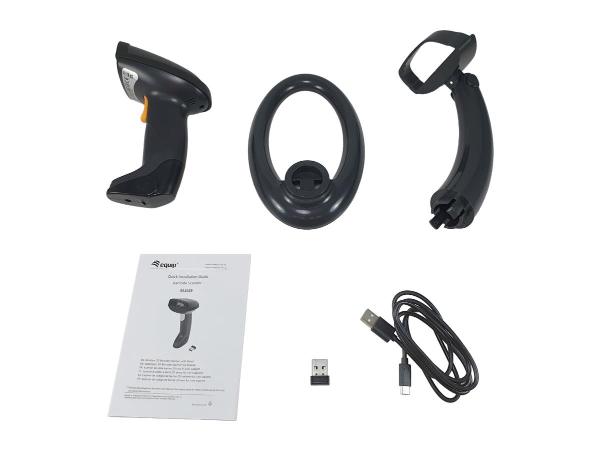 EU Product - Barcode Handscanner 2D Laser mit Halterung 2.4GHz sw - Hand Scanner thumbnail