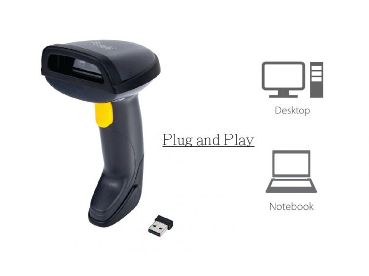 EU Product - Barcode Handscanner 2D Laser mit Halterung 2.4GHz sw - Hand Scanner thumbnail