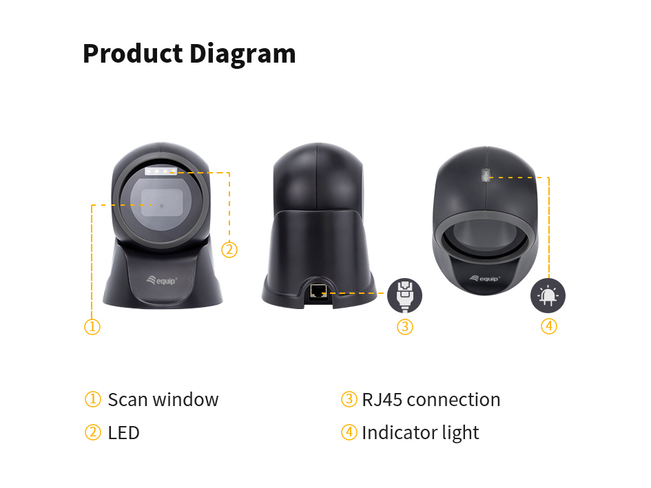 EU Product - Usb 2D Omnirichtungsschreibtisch-Barcodescanner thumbnail