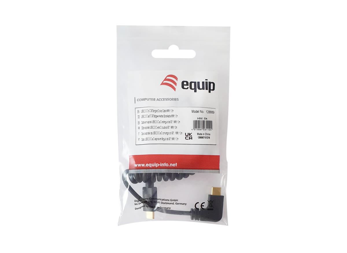 EU Product - Kabel USB-C2.0->C 90�Coil  PD60W  St/St  1.00m schwarz thumbnail