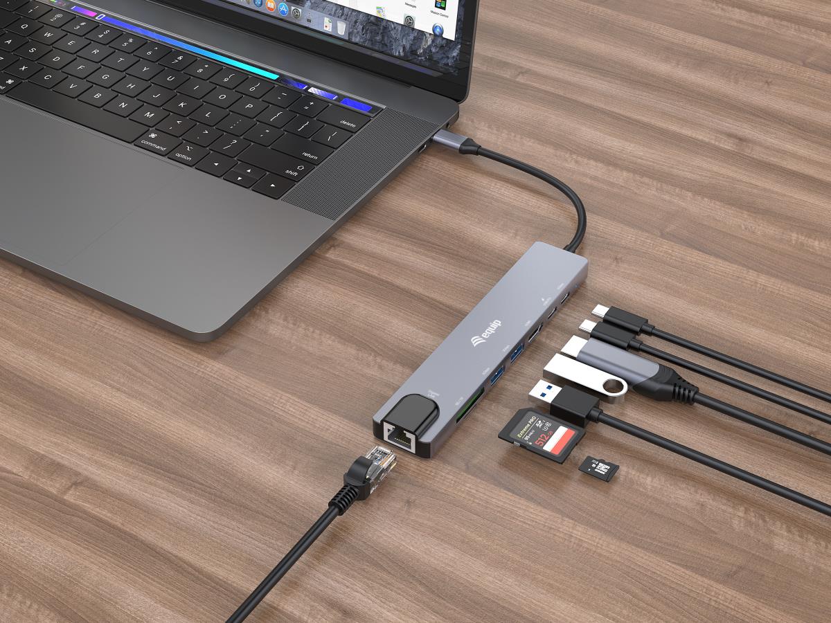 EU Product - Adapter USB-C->HDMI/GbE/2xUSB-A/+  4K/ 30Hz 0.25m Alu. thumbnail