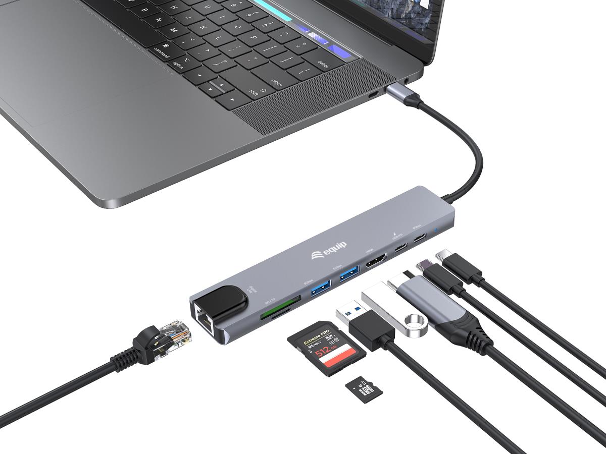 EU Product - Adapter USB-C->HDMI/GbE/2xUSB-A/+  4K/ 30Hz 0.25m Alu. thumbnail