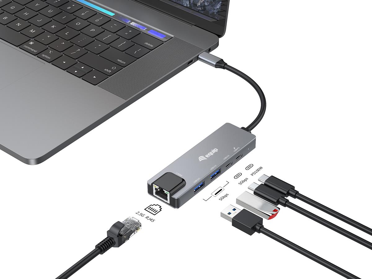EU Product - Adapter USB-C->RJ45/2xUSB-A/USB-C/PD        0.25m Alu. thumbnail