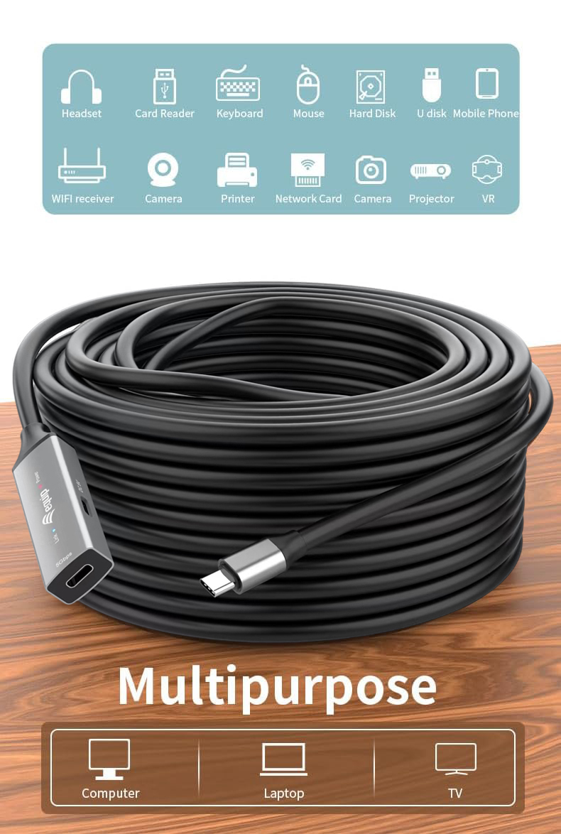 EU Product - Kabel USB-C3.2->C Gen1 Akt.Erweit.St/Bu  5.00m schwarz thumbnail