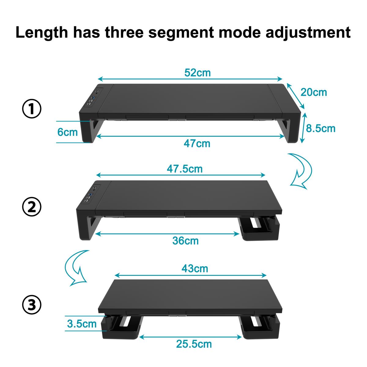 EU Product - Monitortischerh�hung 4xUSB-A/USB-C/+      25Kg schwarz thumbnail
