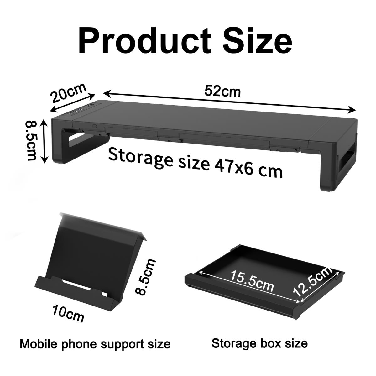 EU Product - Monitortischerh�hung 4xUSB-A/USB-C/+      25Kg schwarz thumbnail