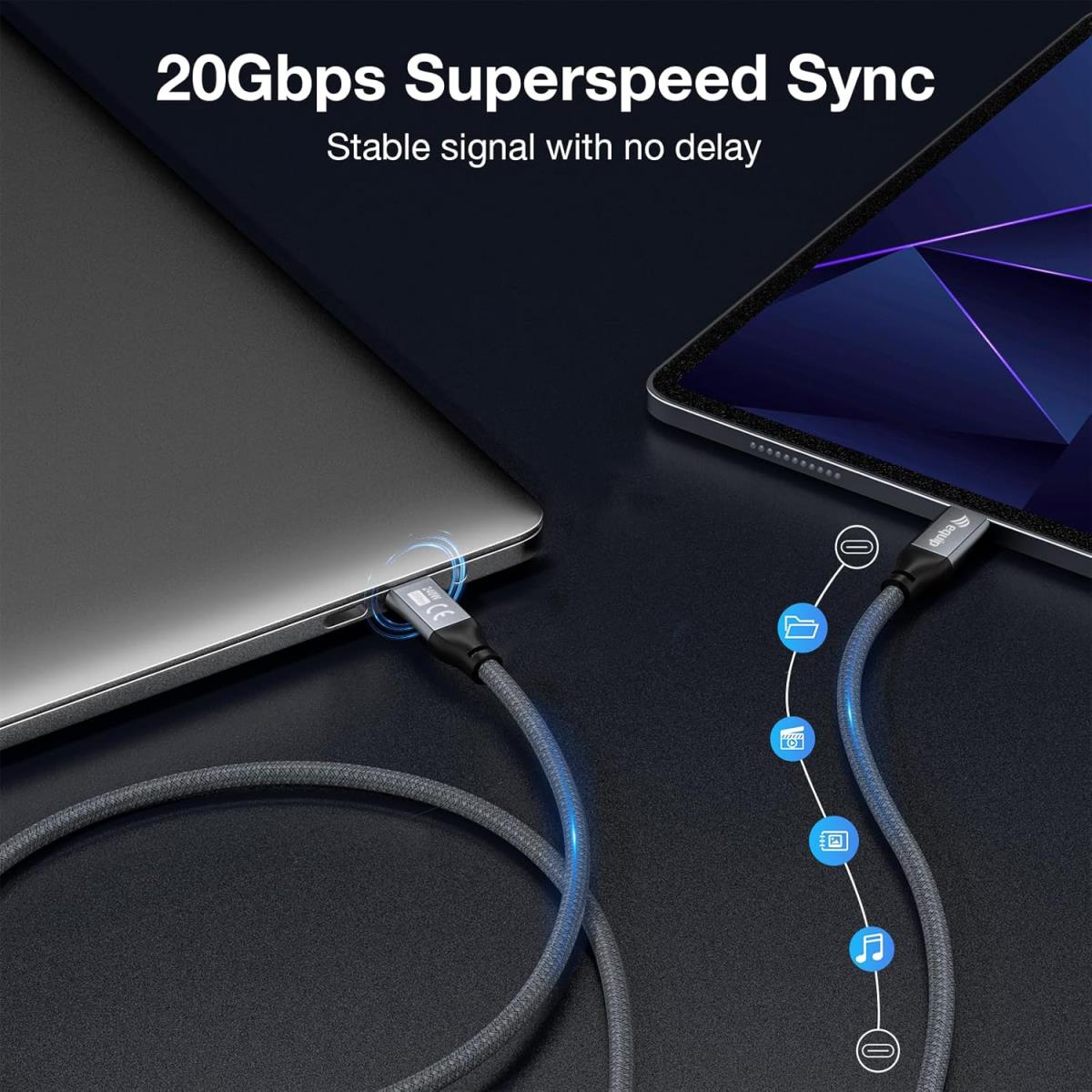 EU Product - Kabel USB-C3.2->C Gen2x2   PD240W St/St  2.00m schwarz thumbnail