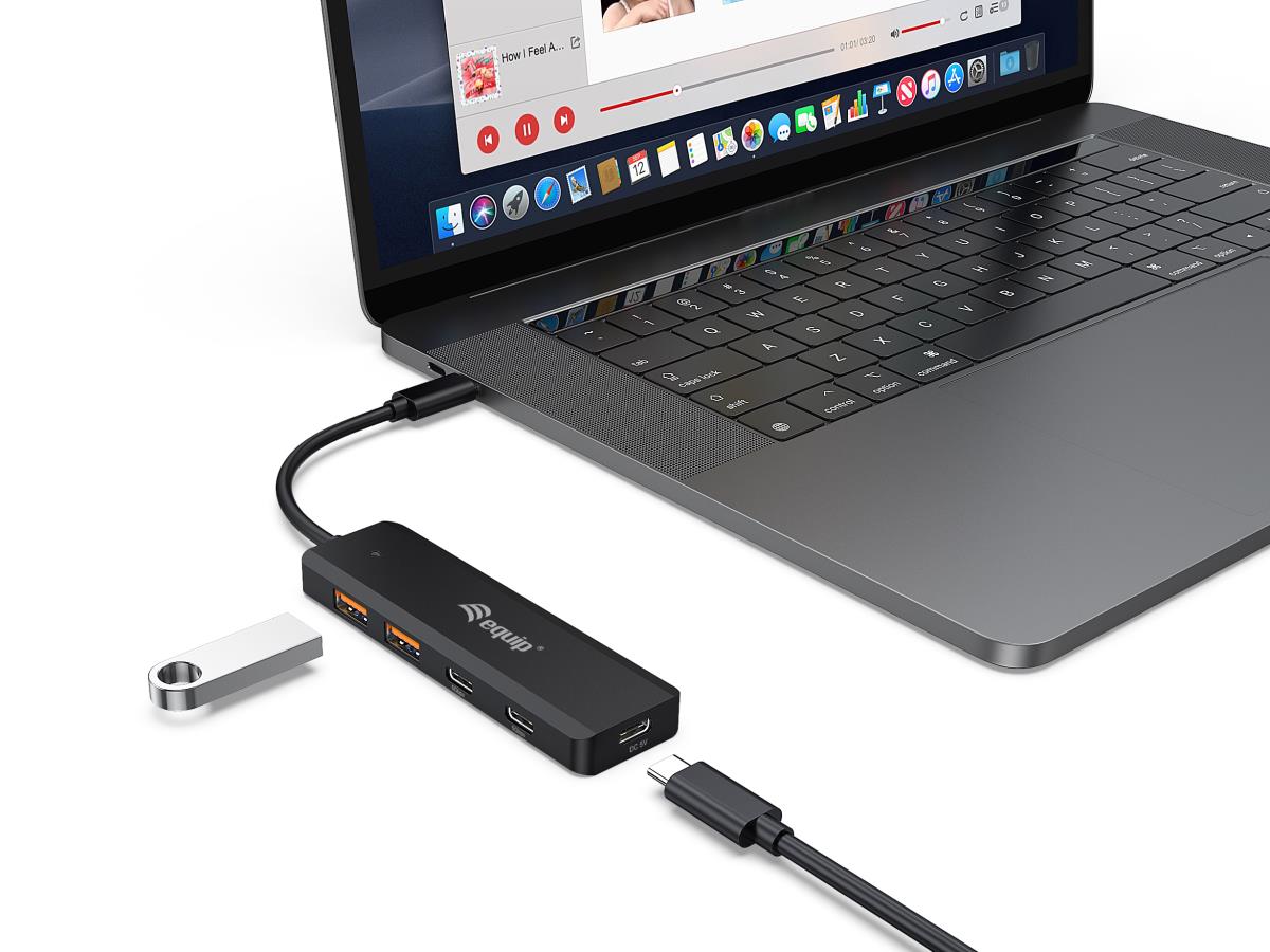 EU Product - 4-Port USB-C3.2-Hub->2xUSB-A 3.2/2xUSB-C/USB-C  10Gbps thumbnail