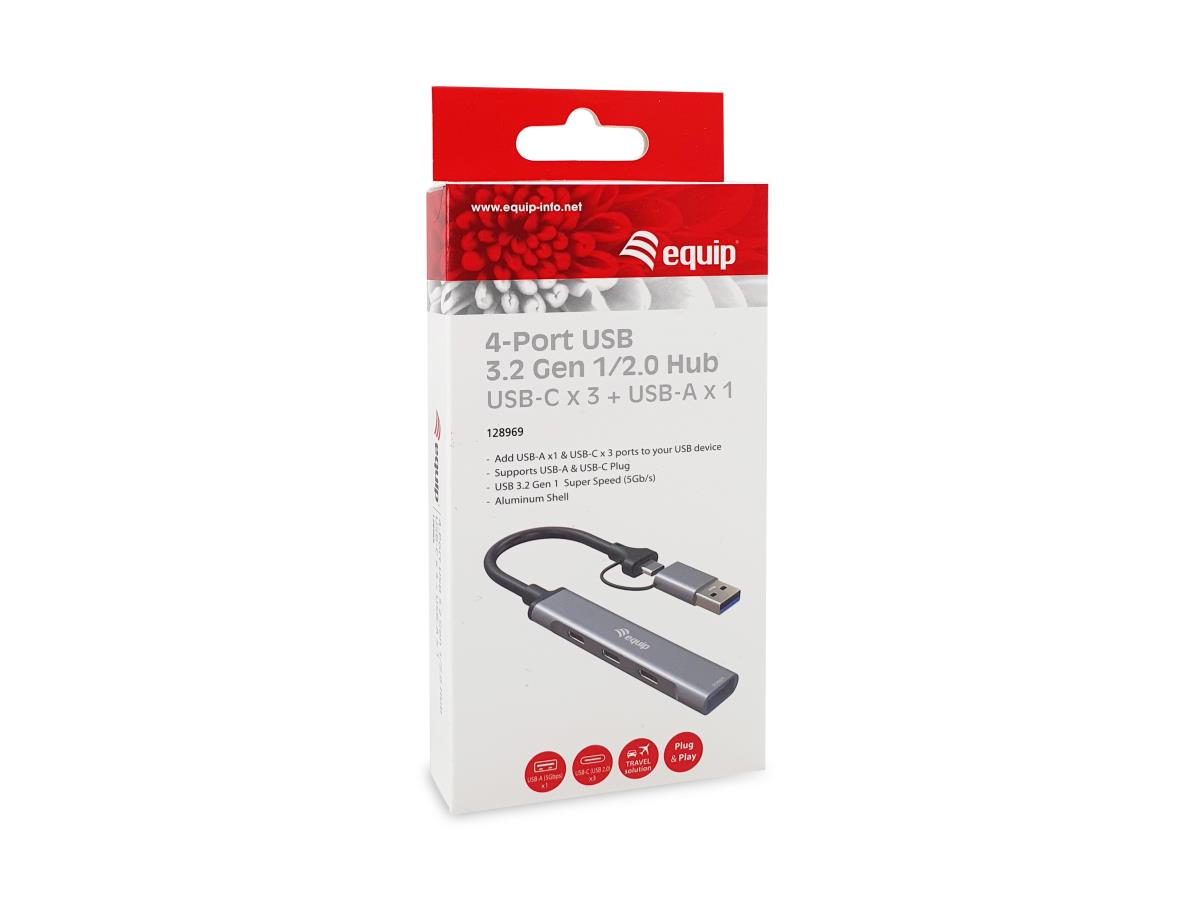 EU Product - 4-Port USB-C3.2-Hub->3xUSB-C/USB-A +USB-A Adapt.10Gbps thumbnail