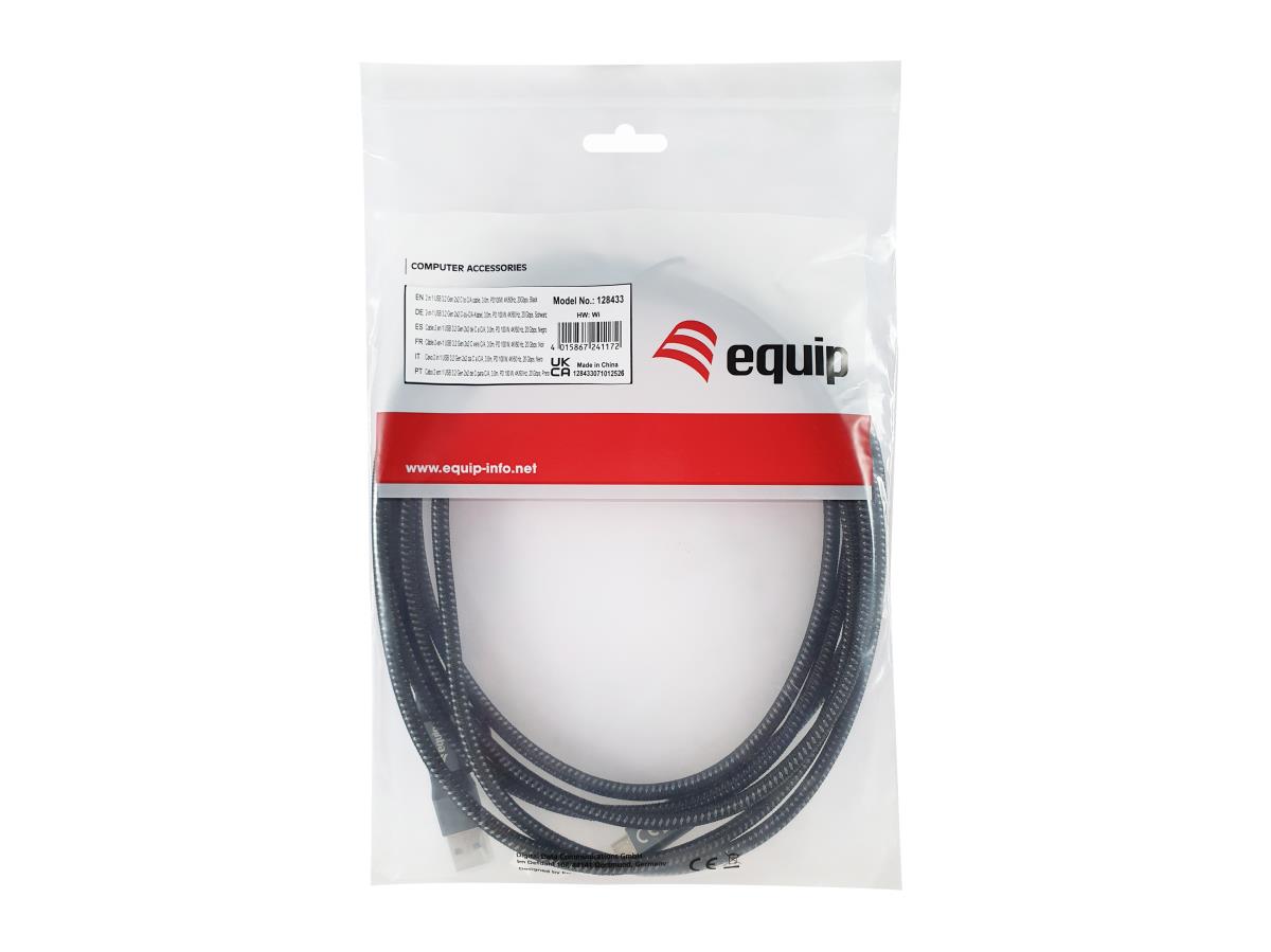 EU Product - Kabel USB-C3.2->C/A Gen2x2 PD100W St/St  3.00m schwarz thumbnail