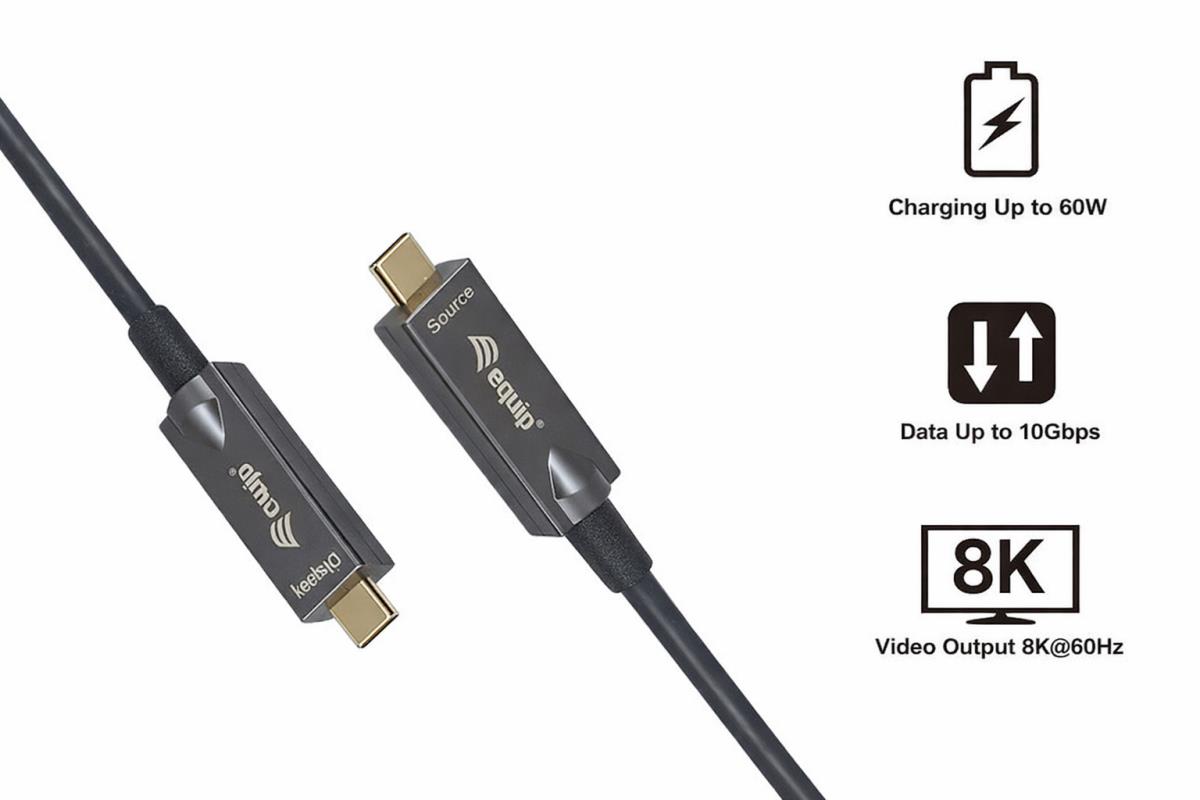 EU Product - Kabel USB-C3.2->C AOC  8K  PD60W  St/St 10.00m schwarz thumbnail