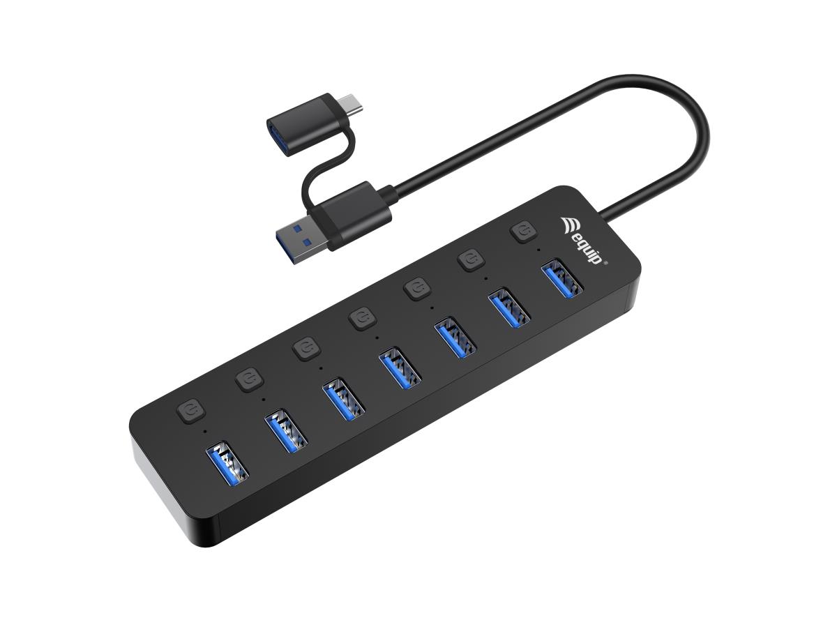 EU Product - 7-Port USB-A3.2-Hub->7xUSB-A 3.2 +USB-C Adapter  5Gbps thumbnail