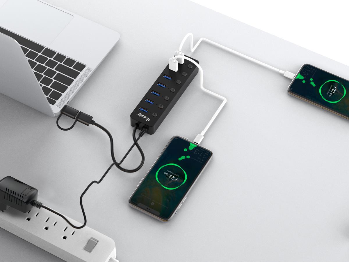 EU Product - 7-Port USB-A3.2-Hub->7xUSB-A 3.2 +USB-C Adapter  5Gbps thumbnail