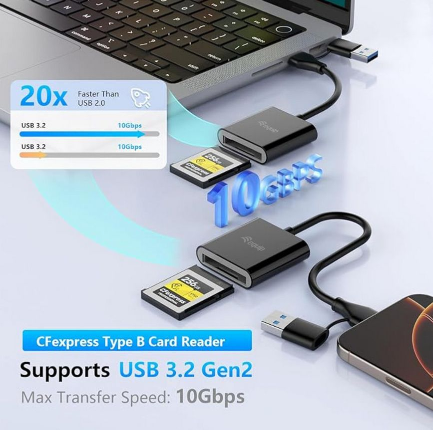 EU Product - Kartenleser CFexpress Type B USB-C/-A Adapt.    10Gbps thumbnail