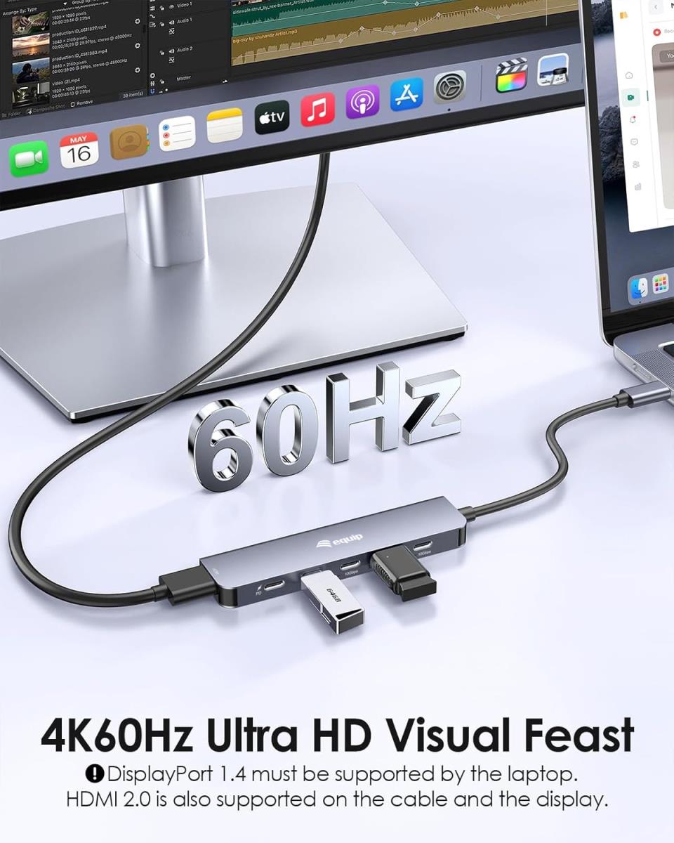 EU Product - Adapter USB-C->HDMI/3xUSB-C/USB PD 4K/ 60Hz 0.25m Alu. thumbnail