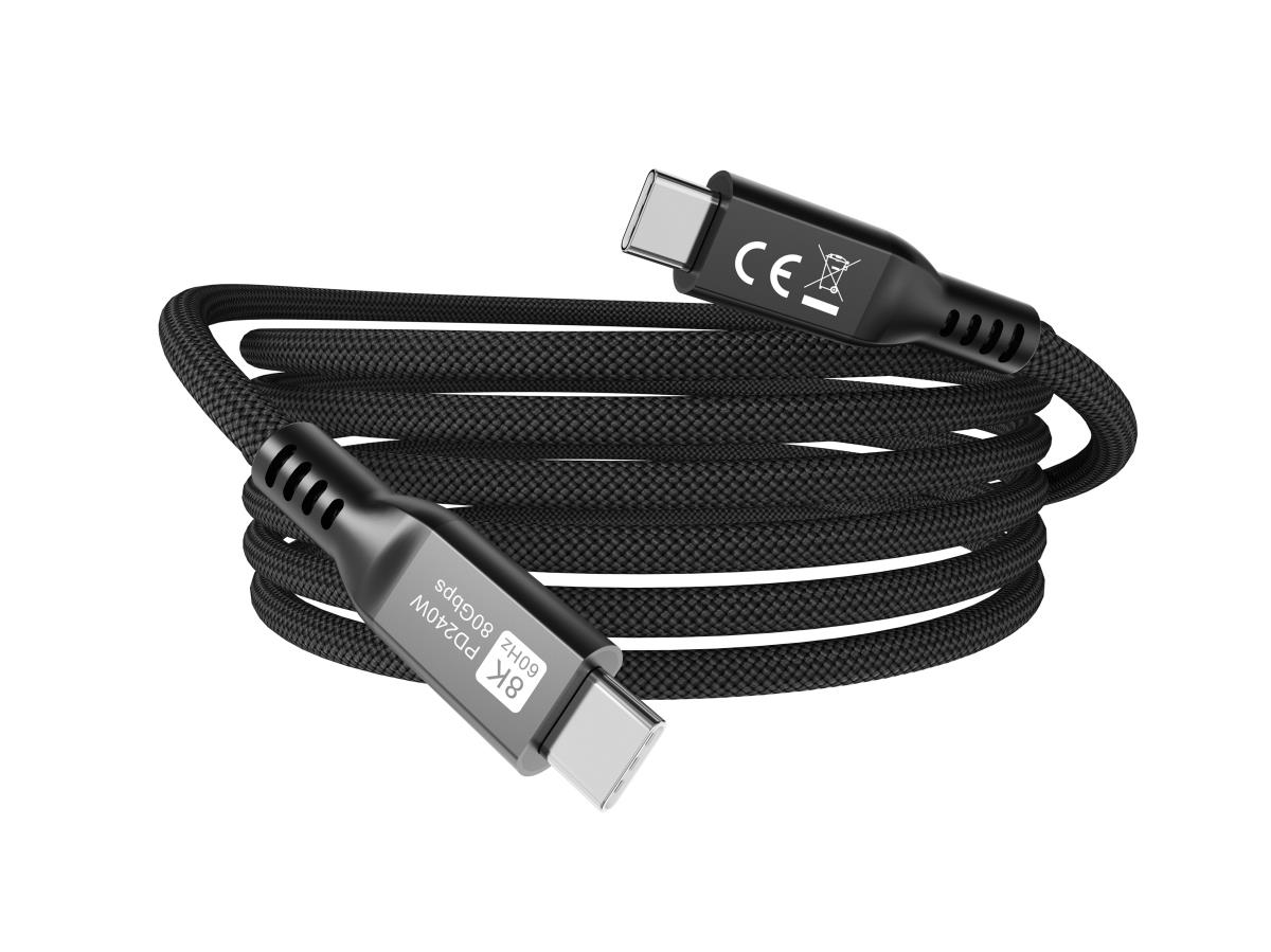 EU Product - Kabel USB-C4.0->C 80Gbps   PD240W St/St  1.20m schwarz thumbnail