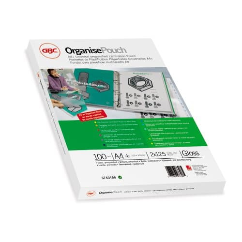 3747515 Organise Laminating Pouches 2x75 Micron Gloss A4 Pack of 25 thumbnail