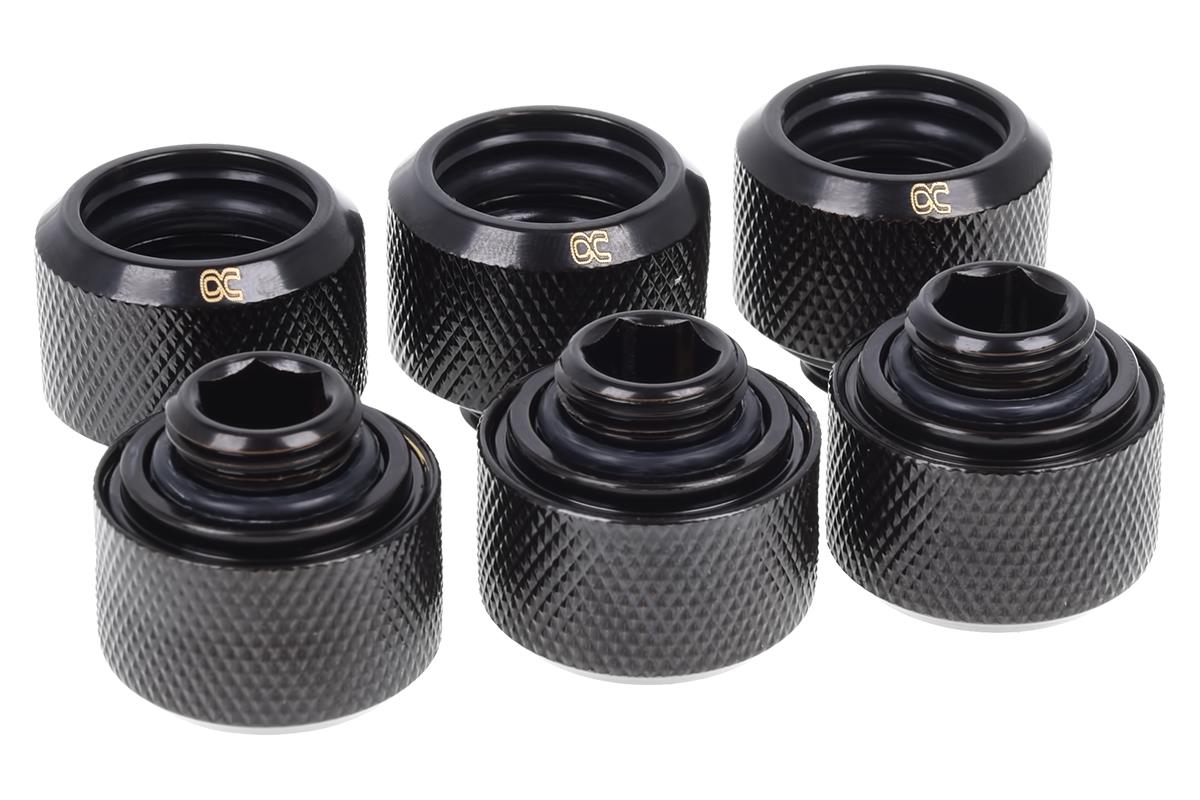 Eiszapfen 16mm Deep Black Hard Tube Compression Fittings - Six Pack thumbnail