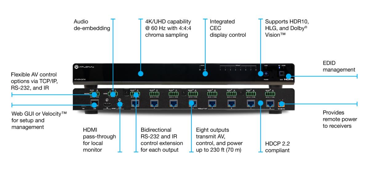 At-hdr-cat-8 4k Hdr Hdmi To Hdbaset Distribution Amplifier thumbnail