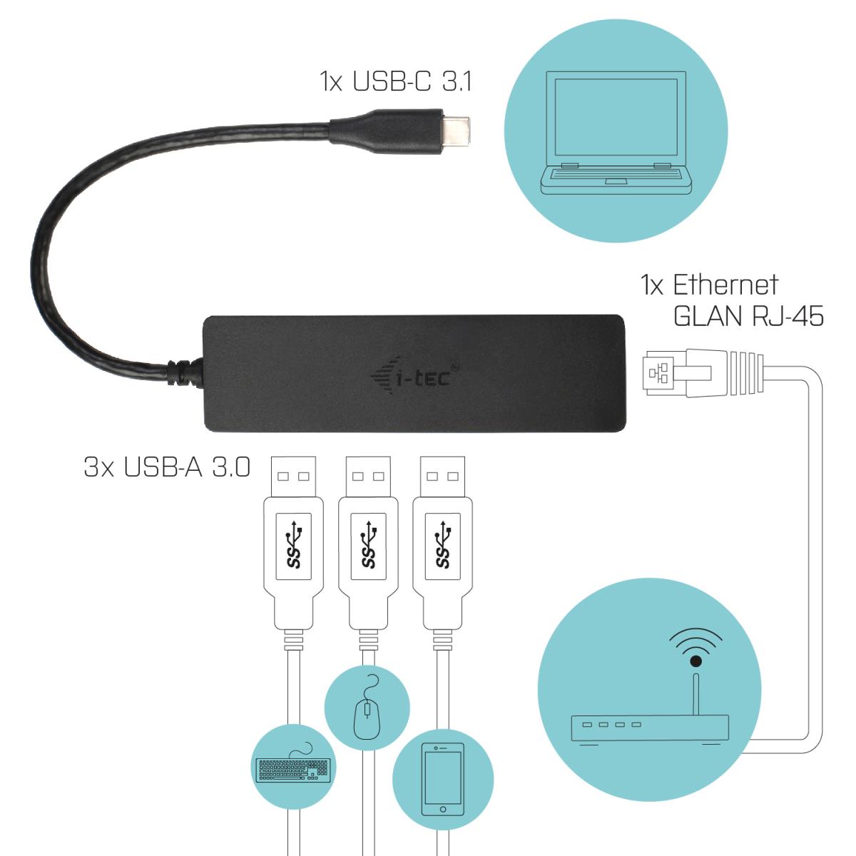 I-TEC USB-C SLIM HUB + GLAN thumbnail